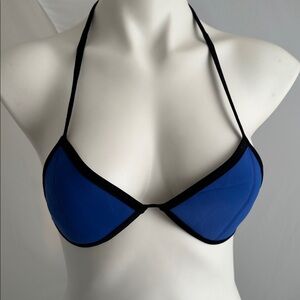 Triangl Chloe blue and black contrast neoprene string bikini top & matching bag